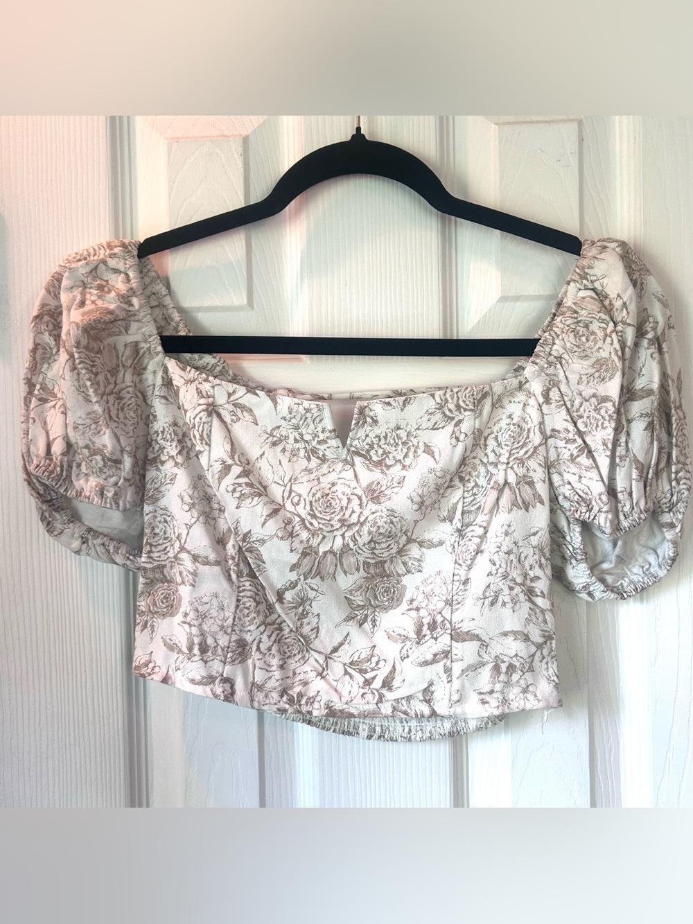 Altar’d State Floral Puff Sleeve Corset Top | Size Small